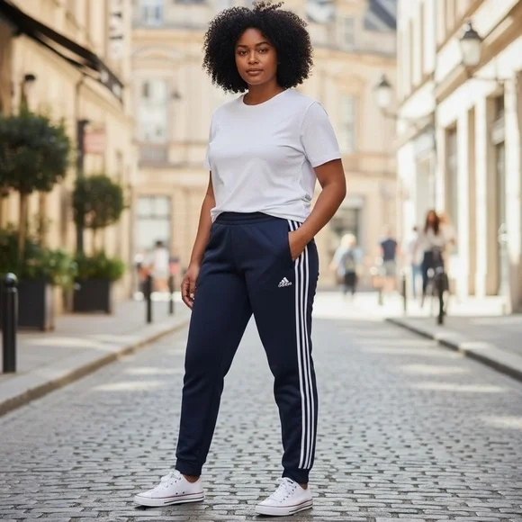 Adidas 3-Stripes Fleece Joggers Black Soft Knit Sweatpants Streetwear Size 1X - Picture 2 of 5